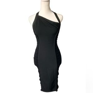 Vintage Bebe midi cocktail dress reversible with asymmetrical neckline